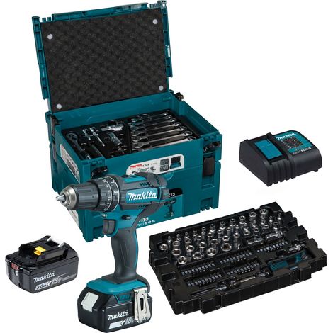 Makita DHP482JX13 18v LXT Cordless Combi Drill Kit 2 x 3ah + 120 Piece Bit Set (1/5)