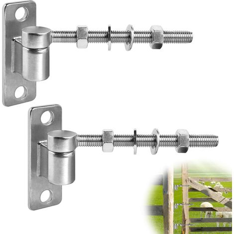 Lot de 2 charnières de porte M12-15 cm boulon J, charnières robustes pour portes de jardin réglables avec 2 charnières verticales pour portes de ferme, clôtures en bois et clôtures métalliques (1/5)