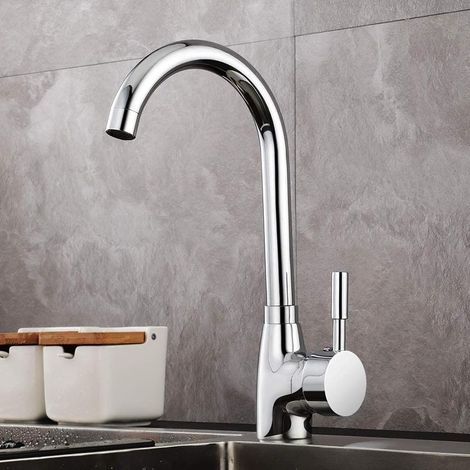 Mitigeur de cuisine Robinet de Cuisine,avec Rotatif à 360° Mitigeur Cuisine et Chaude et Froide Réglable Robinet, Convient pour Evier Cuisine avec Chromage Starlight et Durable Cuivre de Corps Design. (1/5)