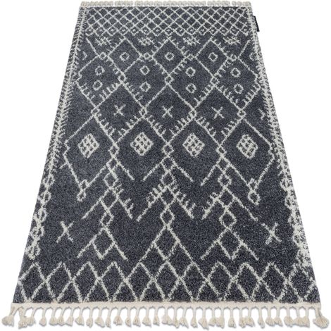 Teppich BERBER TANGER B5940 grau / weiß Franse shaggy grey 180x270 cm