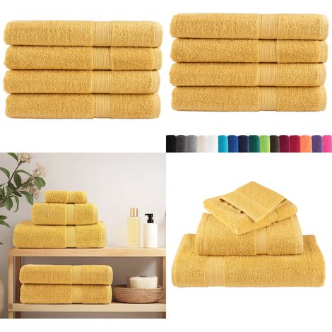 Toallas de sauna SOLUND 4 uds dorado 80x200 cm 600 gsm - Toallas de algodón - Toallas higiénicas