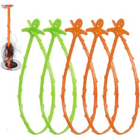 Sink unclogging tool, 5-pack of 20-inch sink snakes, plastic hair snake, drain cleaner for sewers, kitchen, and bathroom sinks