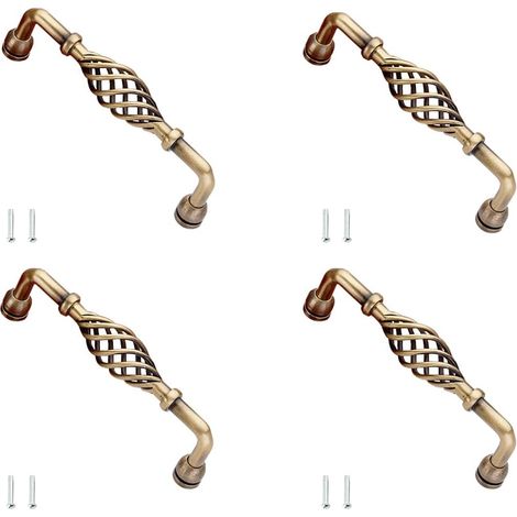 YMYNY 4 Stück Vintage-Schrankgriffe, Metall, Vogelkäfig-Stil, antiker Türknauf mit Schrauben für Schubladen, Küchenschränke