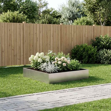 vidaXL Macetero de Jardín Plateado 80 x 80 x 20 cm Acero inoxidable (1/5)