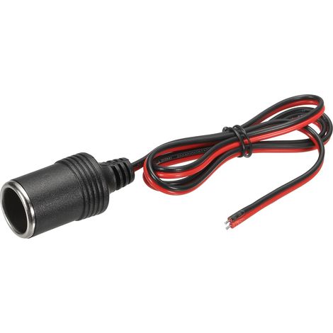Prise Allume-Cigare Femelle Voiture, 18 AWG 12V/24V 10A 100cm/39.37 Pouce Alimentation Prise Allume-Cigare Pour Alimenter Les Équipements De Véhicule, Argent (1/5)