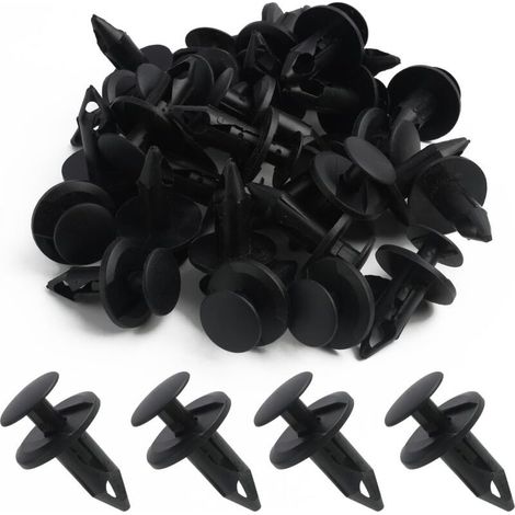 8mm Rivet clips en plastique voiture trou moto rivet carénage garniture attaches de type poussoir clips de retenue clips 30 pièces de rechange pour la plupart des modèles de voiture noir (1/5)