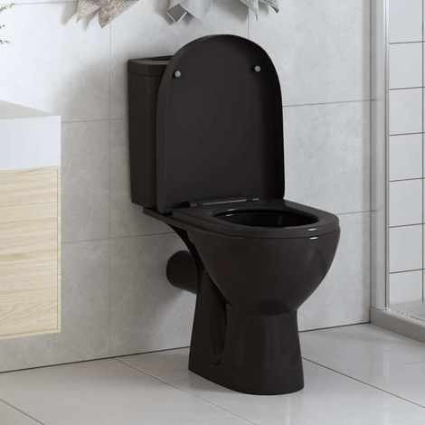 Abattant de toilette avec mécanisme de fermeture amortie et démontage rapide, noir