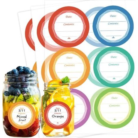10 Étiquettes de Confiture, Autocollantes, Stickers Décoratifs, pour Pots de Confiture, pour Étiqueter des Pots de Conserve, d'Épices, Rondes, Détachables, Homemade (Ø40 mm) (6 Couleurs) (1/5)