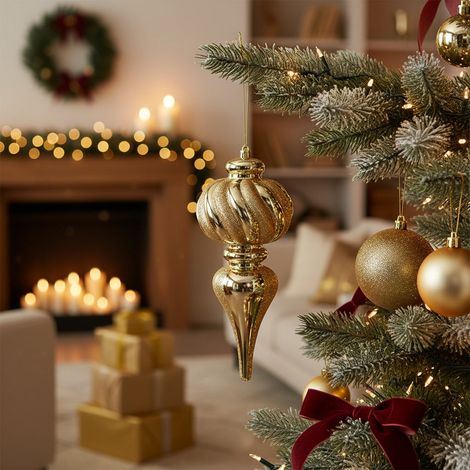 EDG Enzo De Gasperi Addobbo Natale Fuso Glitter H 25 Cm Gold (1/3)