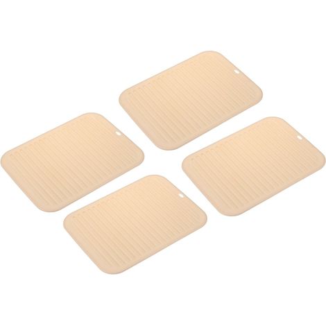 4 dessous de plat en silicone, carrés, beige, isolant thermique (1/5)