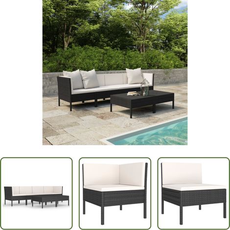 Lounge-Set - 6-tlg. Garten-Lounge-Set mit Auflagen Poly Rattan Schwarz (1/5)