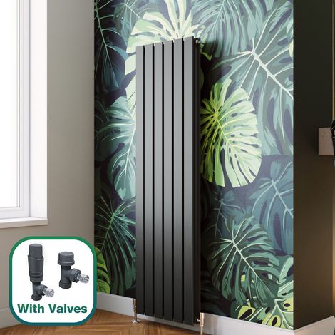 ELEGANT 1600 x 452mm Vertical Designer Double Flat Panel Column Radiator Anthracite Central Heating with Thermostatic Radiator Valves (1/5)