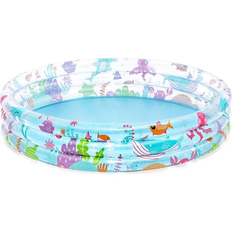Aufblasbares Planschbecken für Kinder mit drei Tauchringen – 152 cm x 152 cm x 30 cm – Mehrfarbig