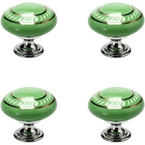 4pc Bouton de Meuble Bouton Porte Bouton Tiroir Placard Armoire Poignée de Meuble Céramique Vintage Cercle Or Vert (1/4)