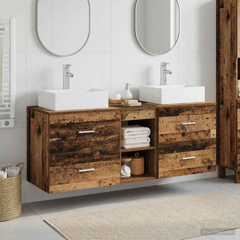 vidaXL Bathroom Cabinet Set 3 pcs Old Wood 129 x 41 x 79.5 cm (1/5)