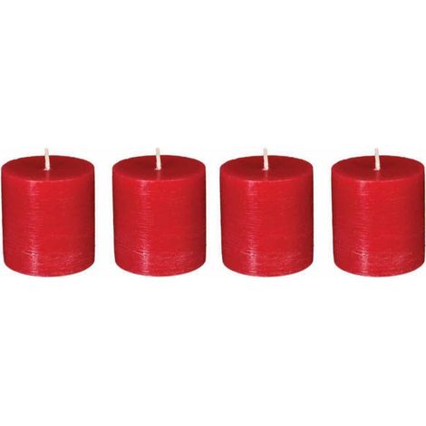 Lot de 4 Bougies Votives "Rustic" 4,5cm Rouge (1/4)