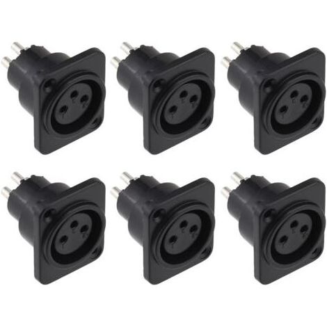 6 Pièces Prise XLR femelle, prise XLR à montage sur panneau à 3 broches, connecteur XLR femelle pour microphone, contacts en cuivre nickelé (1/5)