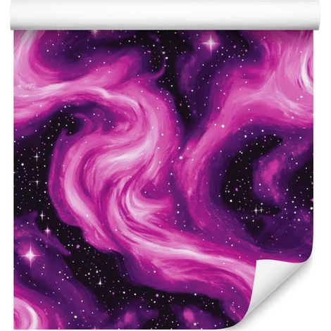 Papel pintado de galaxia en acuarela, color ciruela y morado, para salón y dormitorio, 50x1000 mm. (1/5)
