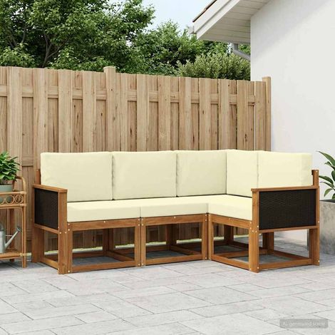 vidaXL Outdoor-Sofagarnitur 4 pcs Natur und Creme Polyester (1/5)