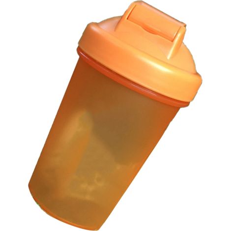 Mischbecher aus Polypropylen für Proteinpulver mit Edelstahlkugel, 500 ml, orange. (1/5)