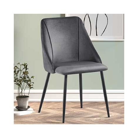 Chaise Maria velours - gris/noir (1/5)