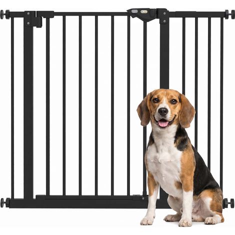 Puerta de seguridad para mascotas, automática, con doble cierre, no requiere taladrar, con 1 extensión, de color negro, ideal para perros y gatos, segura, fácil de instalar, para uso interior y exteri (1/5)