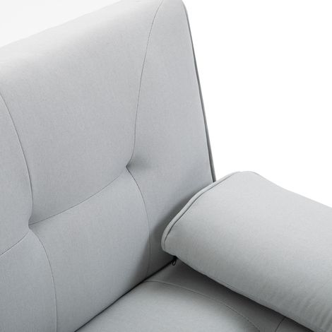 Schlafsofa, 3-Sitzer Sofa, Schlafcouch mit Klappbarem Tisch, Becherhalter, Bettsofa mit Leinenoptik, Couch Gästebet für Wohnzimmer, Hellgrau