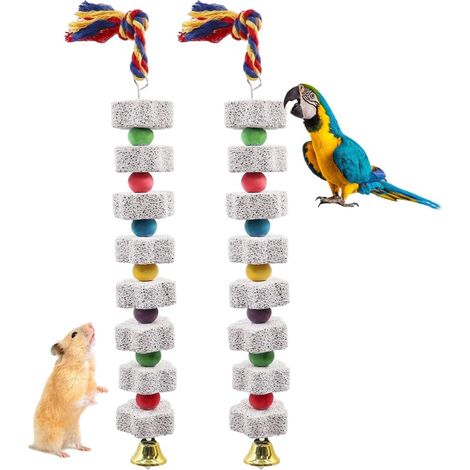 Oiseau Jouet Oiseaux,Lot de 2 Grands Jouets à mâcher pour Oiseaux,Jouet Molaire en Pierre Minérale avec Bec D'oiseau,Parrot Toys,Convient aux perruches, calopsittes, Hamsters, Chinchillas (1/5)