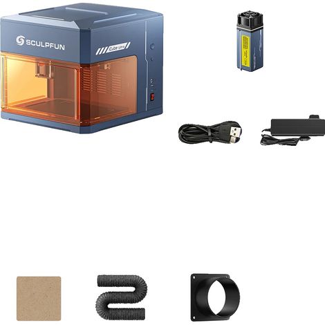 Graveur Laser, Design Enclos, Filtre à Fumée Intégré, SCULPFUN iCube Ultra, UE (1/2)