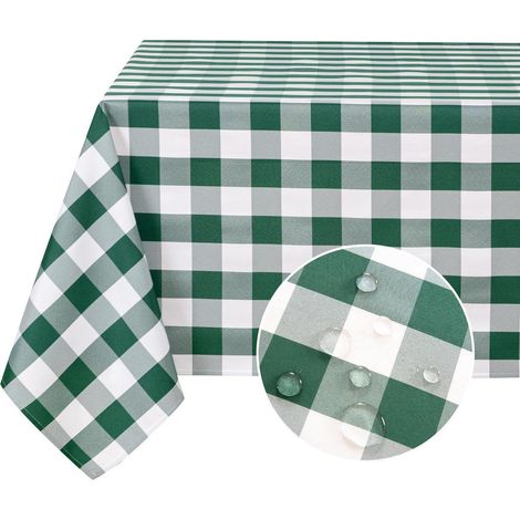 Karierte Tischdecke 130x220cm, wasserdicht, wetterfest, Polyester, für drinnen & draußen