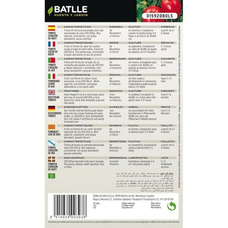 Graines De Tomate Coeur De Boeuf - Semences Non Hybrides - Pour Jardinage Extérieur Ou Balcon - Sachet De 20 Graines