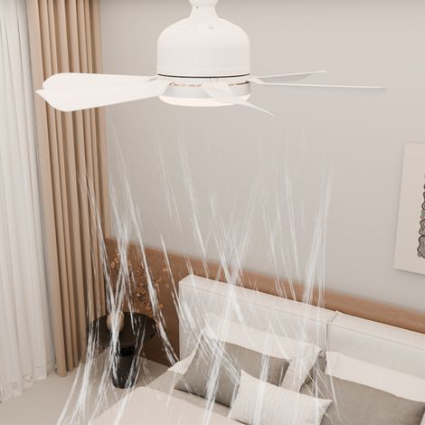 Ventilateur de plafond silencieux et amovible avec éclairage intégré (6 lampes), température de couleur réglable de 3000K à 6500K, télécommande incluse, idéal pour la chambre, la chambre d'enfant, le (1/3)