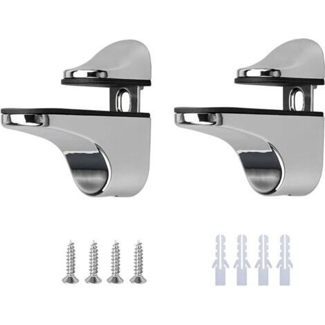 Support de Tablette en Verre,2 PCS Supports d'étagère en Verre Pince à Verre Réglable Étagère en Verre Mural Support de Raccords en Alliage de Zinc (1/5)