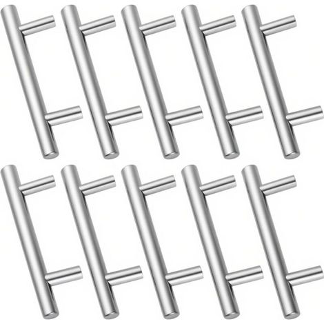 Set mit 10 Küchenschrankgriffen, Edelstahl-Küchentürgriffe, Schubladengriffe, 64 mm Lochabstand, Küchenschrankgriffe, gebürstete Oberfläche