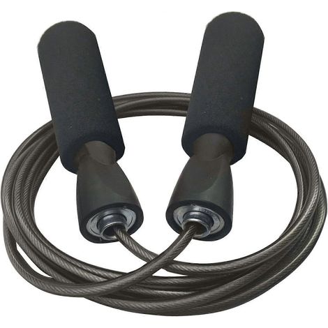 Corde à sauter professionnelle réglable en fil d'acier anti-nœuds, durable et facile à ajuster. (1/2)