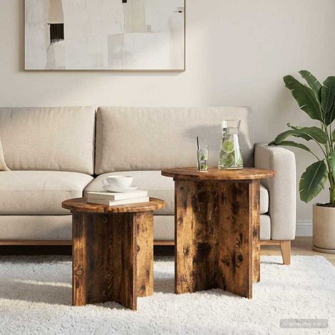 Ensemble de tables d'appoint 2 pcs Chêne Fumé Bois d’ingénierie vidaXL (1/5)