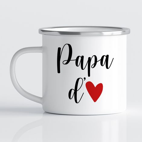 Tasse - Mug Émaillé - Papa d'amour - MUG BORD ARGENT (300 ml) (1/3)