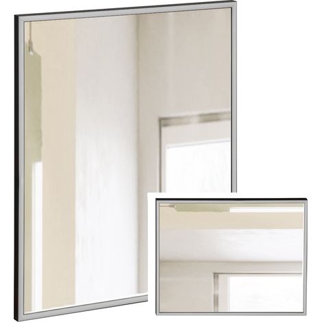 Badezimmer LED Spiegel 68/83 cm matt schwarz, mit Beleuchtung, MIRROR-56, B/H/T  ca.: 68/83/3 cm (1/4)