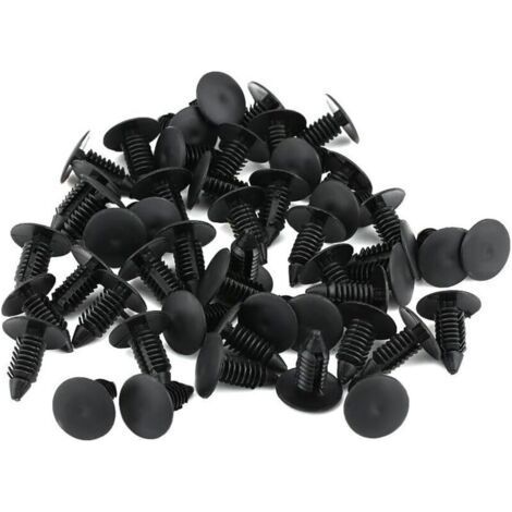 Lntyq Clips à rivets en plastique, 100 pièces, fixations de garniture de carrosserie, clips à goupille de poussée pour pare-chocs de voiture, noirs (1/5)