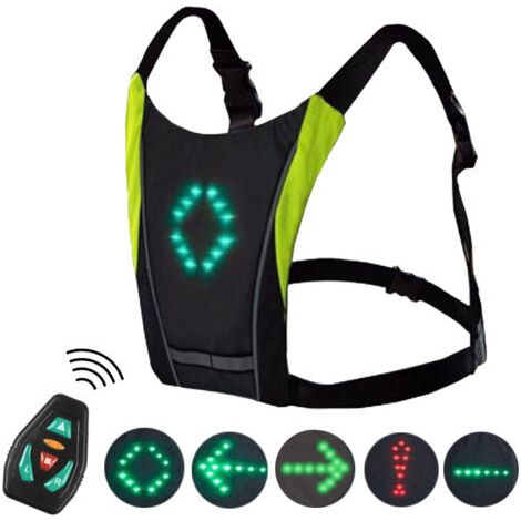 Lampe d'alerte lumineuse sans fil télécommandée, sac lumineux pour cyclistes, gilet réfléchissant lumineux deng