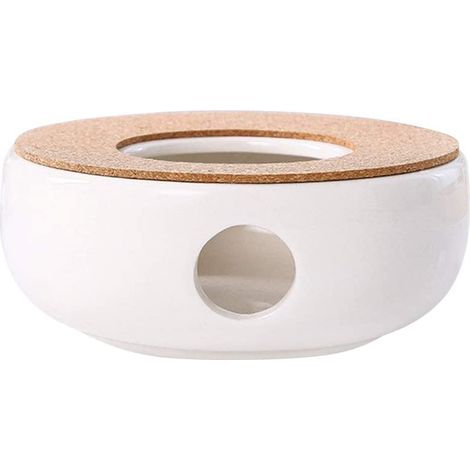Bouilloire chauffe-thé blanc en céramique, réchaud à bougie pour théière, four de chauffage en porcelaine blanche
