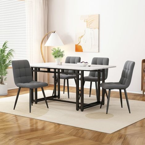 Ensemble table à manger 120 x 70 cm avec 4 chaises en velours gris foncé