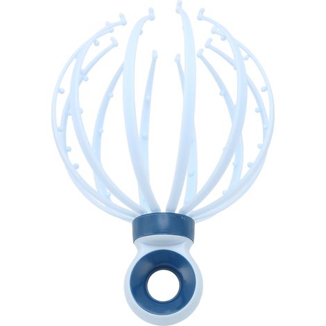 Gratte-tête ergonomique portable à 12 doigts pour un massage relaxant du cuir chevelu, pour hommes et femmes (bleu). (1/5)