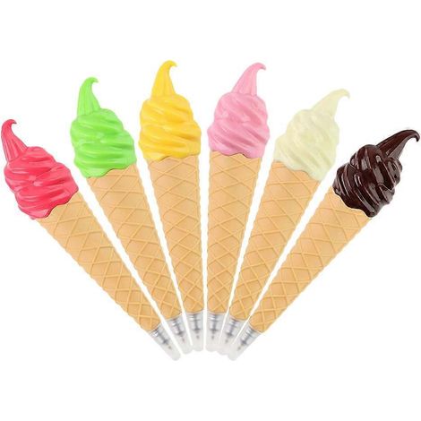 Lot de 6 stylos à bille en forme de cornet de glace - Fournitures scolaires-15X3.5CM (1/2)