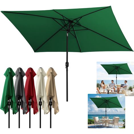 TolleTour Sombrilla rectangular modular de 2 × 3 m – Sombrilla para terraza para montar, verde