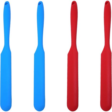 Ensemble de 4 pièces comprenant un racloir à beurre pour gâteaux, un racloir à pâte en silicone, un racloir pour mélanger la pâte et des ustensiles de cuisson antiadhésifs. (1/5)