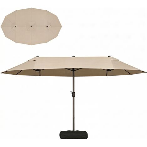 Parasol droit rectangulaire pour terrasse et jardin, avec pied inclus, abri solaire extérieur, store déporté, ombrage pour espace détente, lot parasol+base. (1/5)