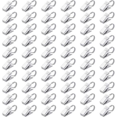 Pinces Rideaux Clips en Acier Inoxydable Crochets Rideau pour Anneaux Rideau Douche Partie Lumineuse Maison Décoration 60 Pièces (1/5)
