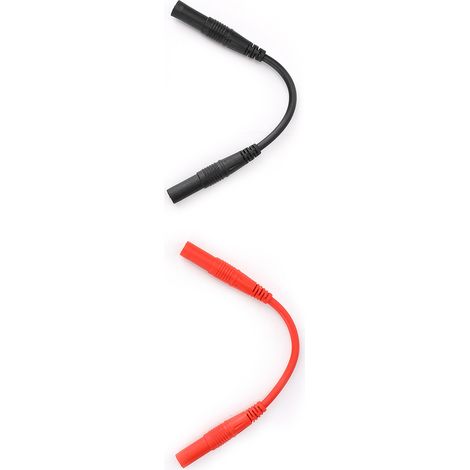 1 Paar 10 cm lange, 4 mm dicke, spritzgegossene Bananenstecker-Doppelbuchsenkabel, rot und schwarz (1/5)