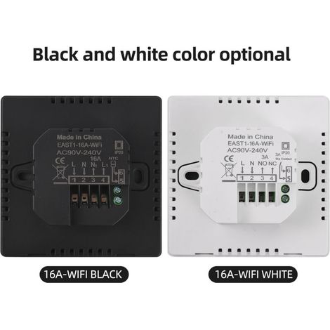 Termostato inteligente WiFi programable semanalmente con pantalla LCD, control mediante la aplicación Tuya y modo manual/automático para calefacción eléctrica.